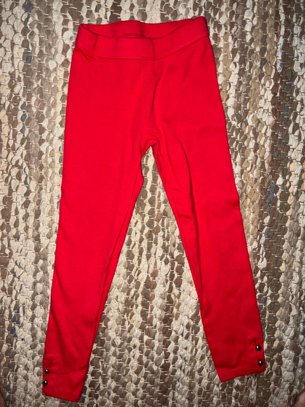 Janie and Jack Bright Red Stretch Leggings with Ankle Buttons